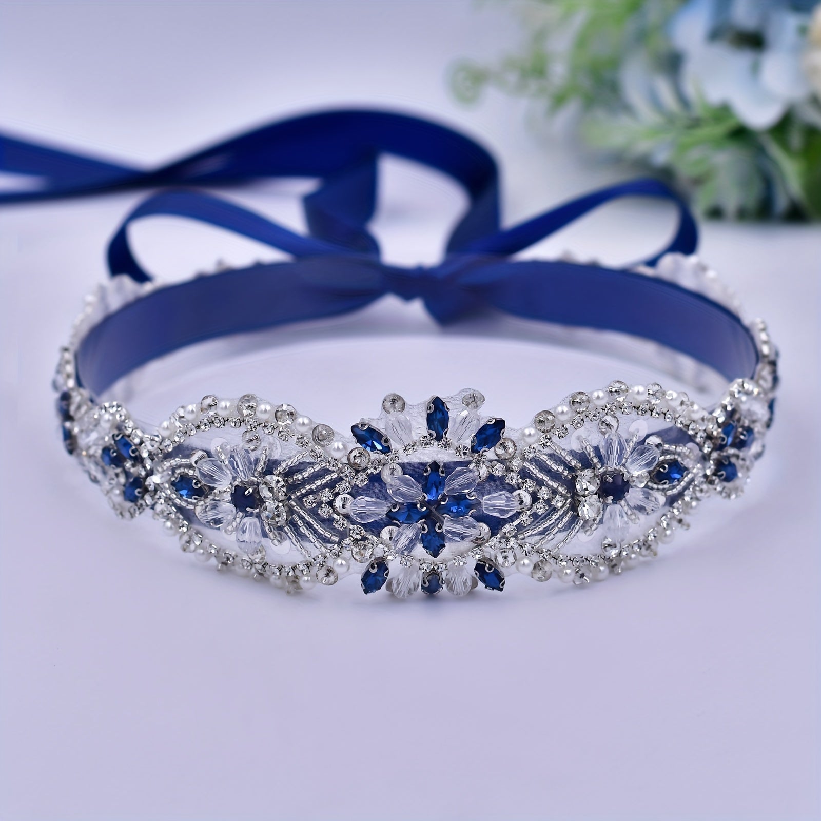 Bohemian Beaded Rhinestone Bridal Sash Wedding Dress Belt Accessory