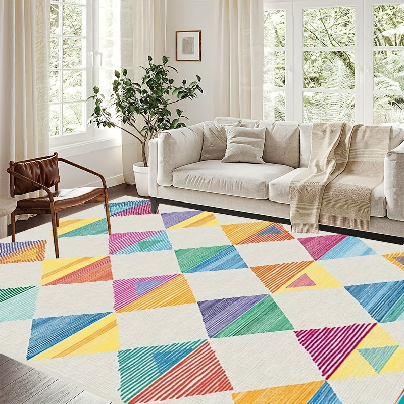 Colorful Rainbow Washable Area Rug Kids Room Stain Resistant Non Slip