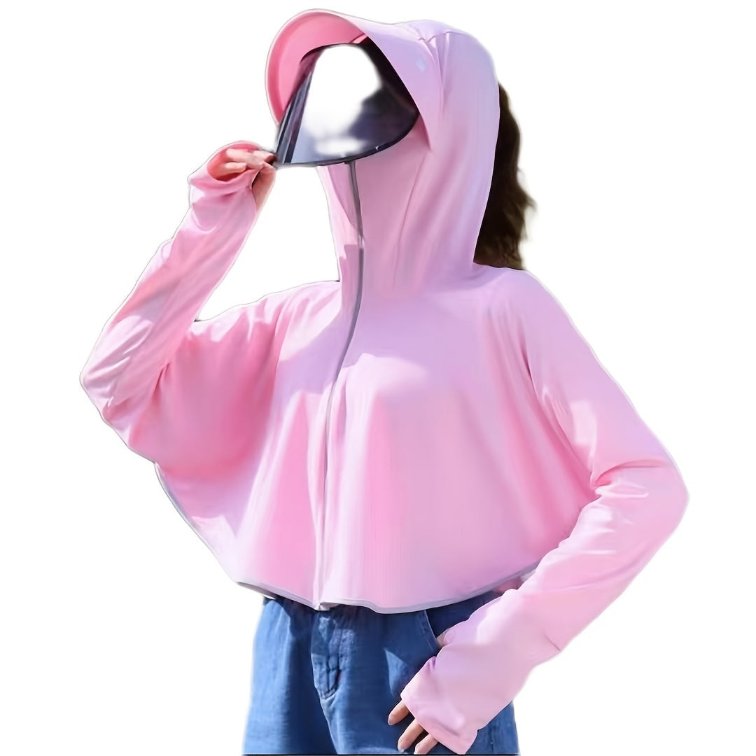 Women's Summer Sun Jacket with Hooded Lens Breathable Sunshade