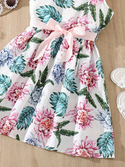 Floral Print High Waist Spaghetti Strap Short Dress For Summer