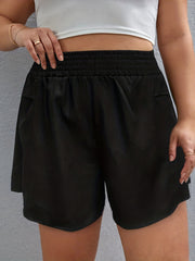 Solid Elastic High Rise Non Stretch Sporty Shorts