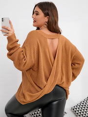 Criss Cross Cut Out Back Sweater Women's Plus
