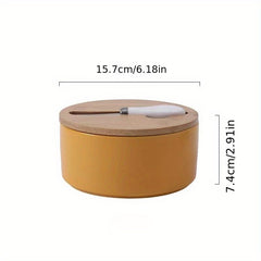 Large Capacity Ceramic Butter Box with Bamboo Lid
