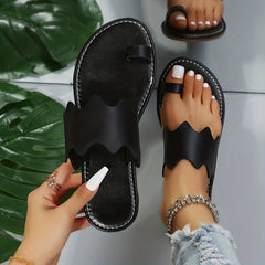 Women's Toe Loop Slide Sandals Slip On Outdoor Shoes