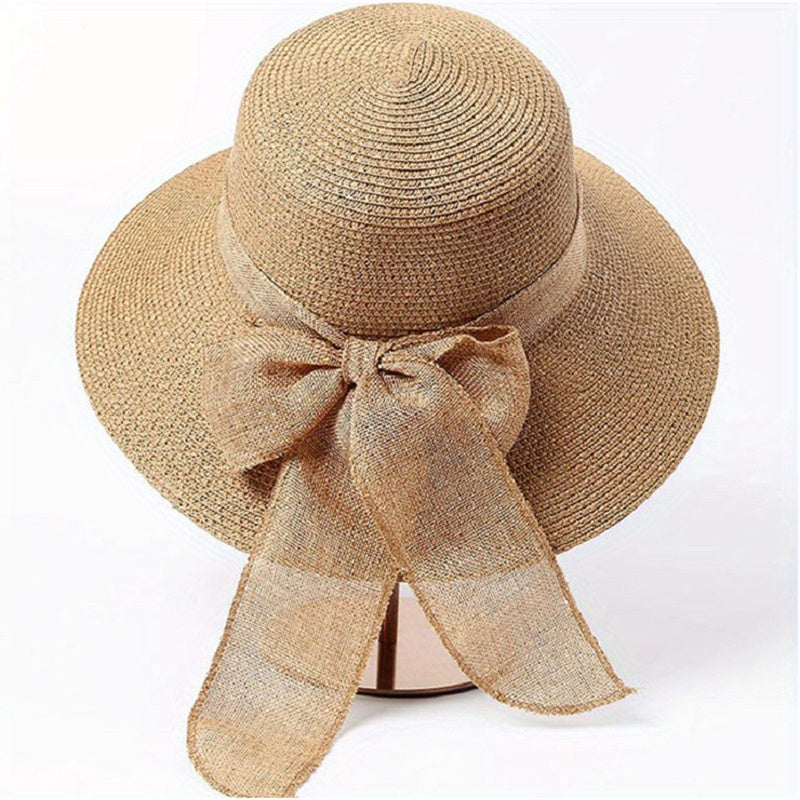Wide Brim Bowknot Sun Hat Straw Bucket Hats for Women Summer Outdoor