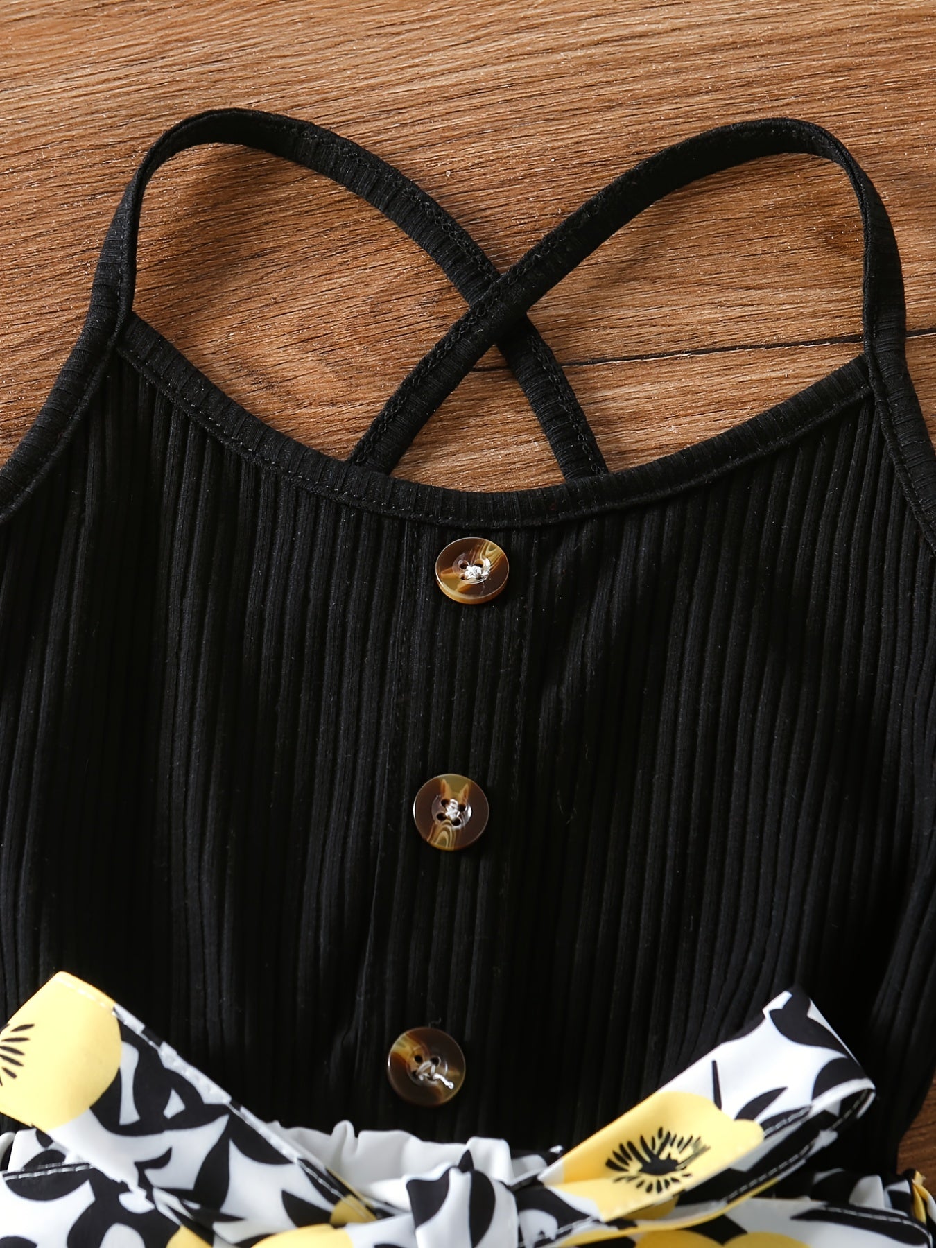 Girls Floral Sleeveless Romper Belted Jumpsuit