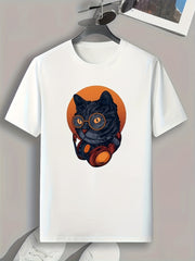 Cat Print Men's Graphic T shirt Casual Comfy Tees For Summer