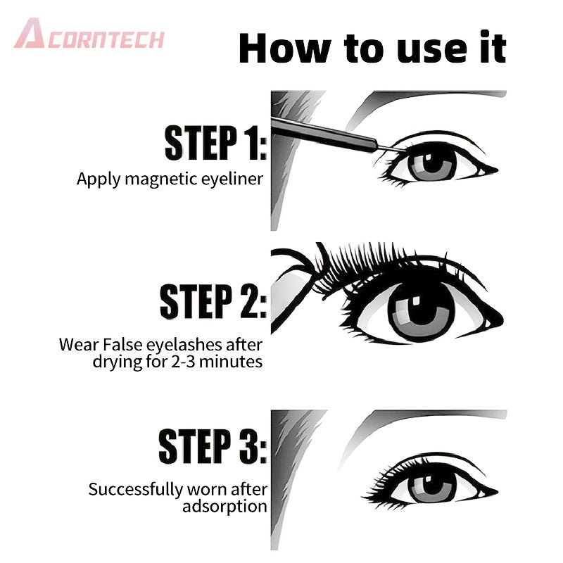 5 Pairs Magnetic False Eyelashes Set Liquid Eyeliner And Tweezers