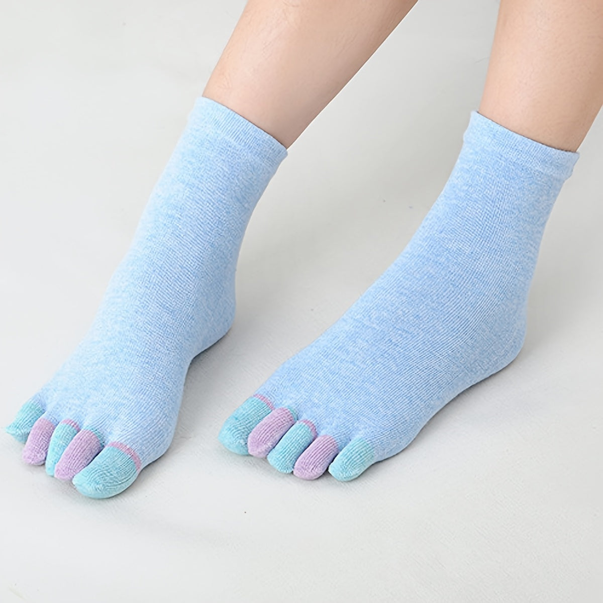 6 Pairs Candy Toe Socks Breathable Cotton Mid Tube Five Finger Women's Stockings