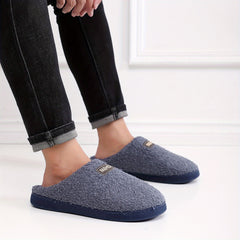 Men's Plush Cozy House Slippers Anti-skid Slip-on Indoor Winter Shoes