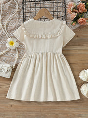 Girls Short Sleeve Doll Collar Dress Clothes