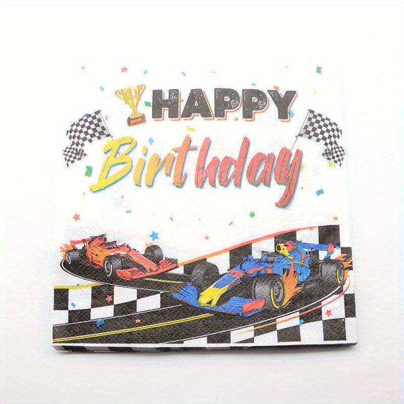 20pcs Racing Car Birthday Party Napkins - Racing Car Themed Paper Dinnerware