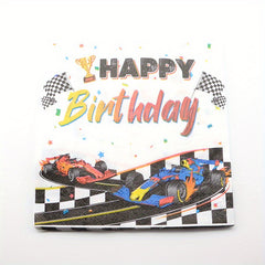 20pcs Racing Car Birthday Party Napkins - Racing Car Themed Paper Dinnerware