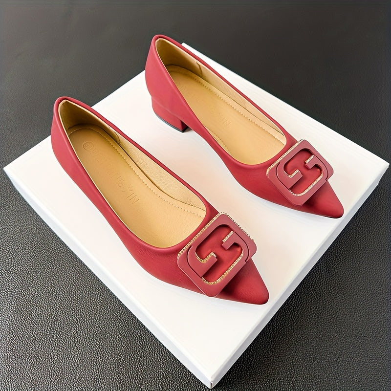 Metallic Slip On Point Toe Low Heel Shoes