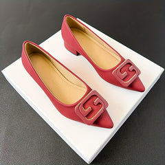 Metallic Slip On Point Toe Low Heel Shoes