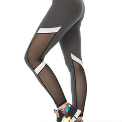 Stylish High Waist Mesh Stripe Leggings for Women