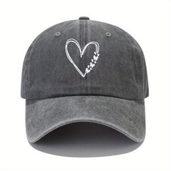 Butterfly Heart Print Baseball Cap Washed Distressed Adjustable Sports Sun Hats