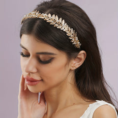 Bridal Leaf Headband Rhinestone Hair Band Wedding Accessories