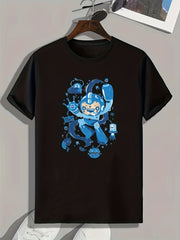 Cartoon Print Graphic T-Shirt for Men Casual Summer Tee