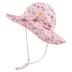 Girls Floral Print Fisherman's Hat Sun Screen Bucket Cap For Summer Outdoor