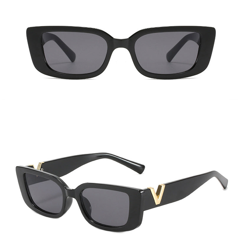 Rectangle Cat Eye Thin Sunglasses for Women 90s Y2K Vintage