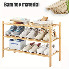 3 Tier Bamboo Shoe Rack Entryway Closet Bathroom Shelf Stackable