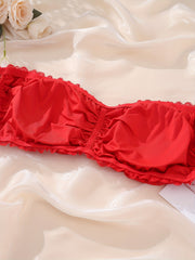 Women's Plus Ruched Heart Lace Tube Bra