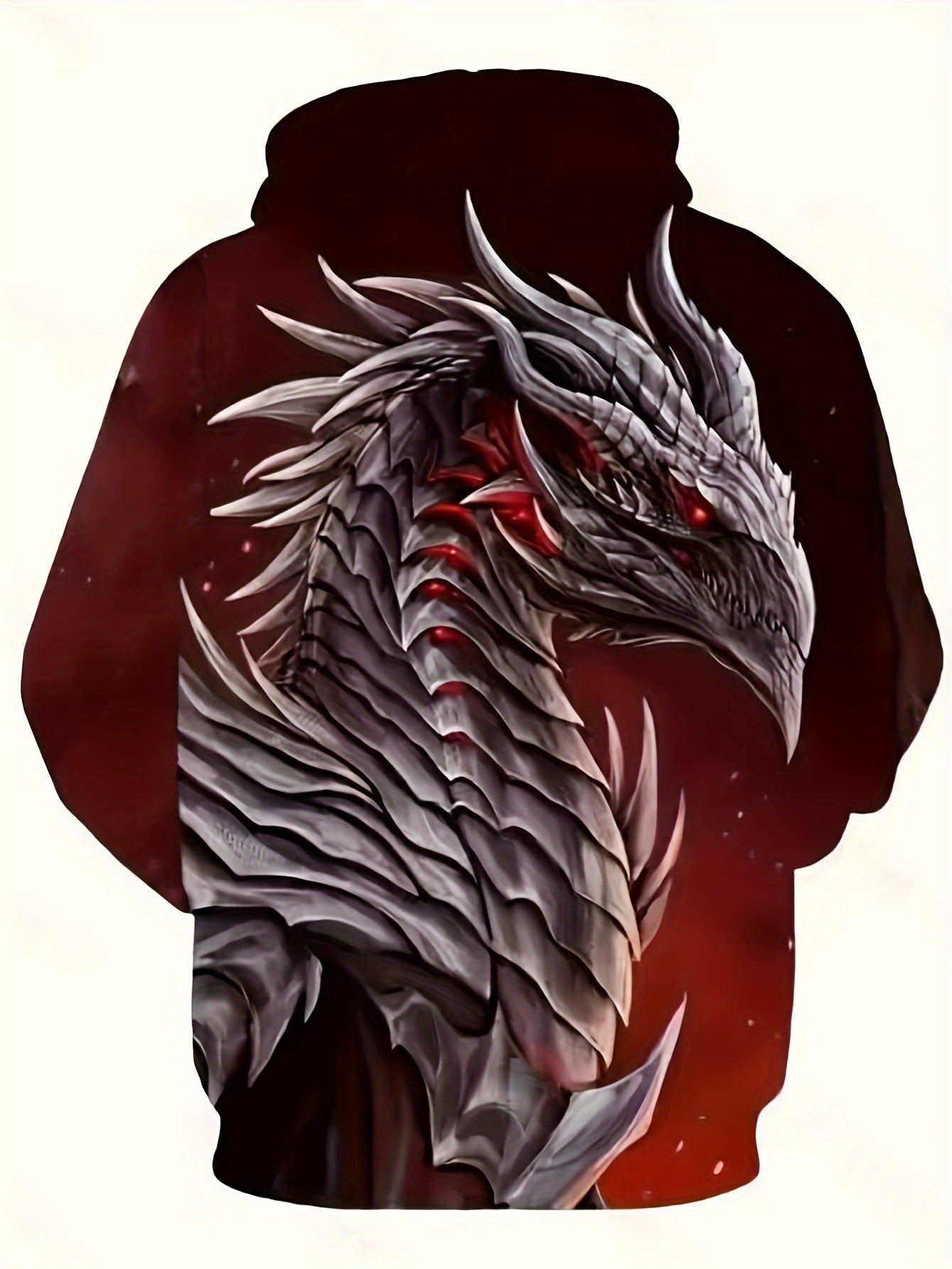 Devil Dragon Print Hoodie Men's Pullover Sweatshirt