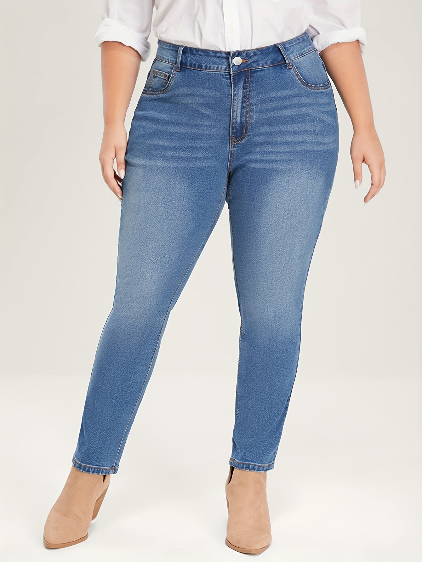 High Rise Skinny Jeans, Button Fly, High Stretch