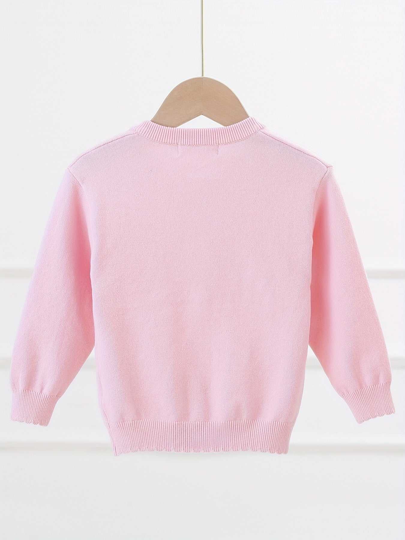 Toddler Girls' Peach Pattern Knitted Sweater Cardigan
