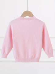 Toddler Girls' Peach Pattern Knitted Sweater Cardigan