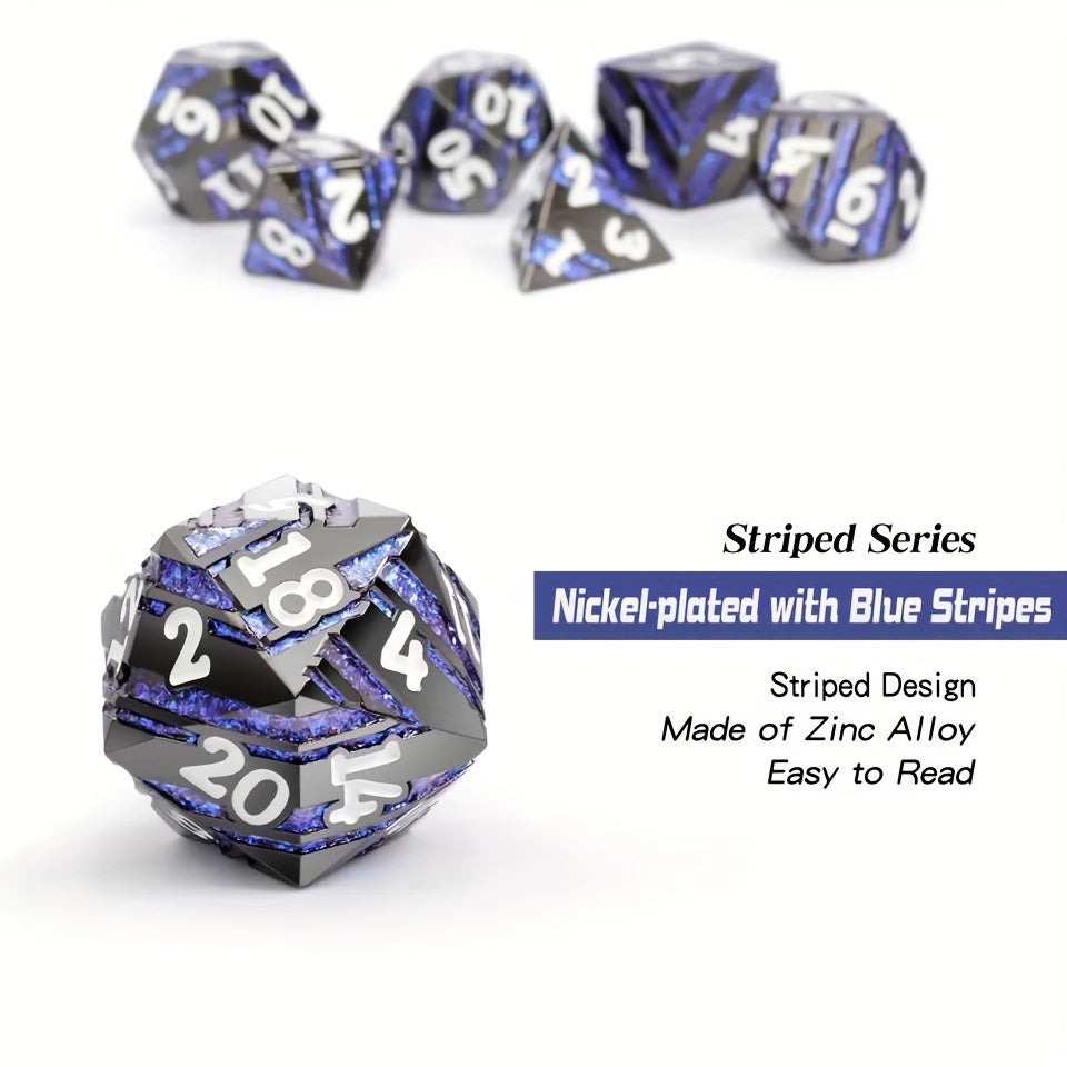 7-Piece Sparkling Metal Dice Set for Board Games