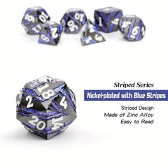 7-Piece Sparkling Metal Dice Set for Board Games