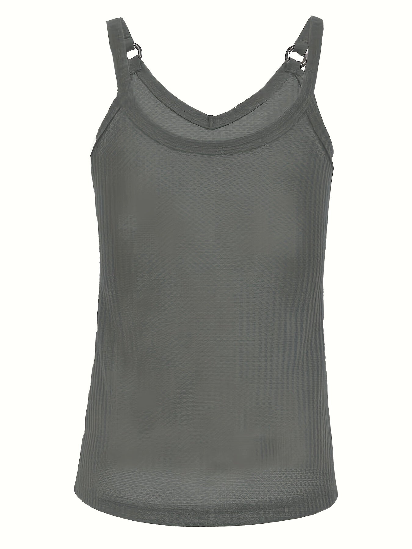 Ring Linked Solid Cami Top V Neck Summer Sleeveless Top