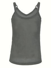 Ring Linked Solid Cami Top V Neck Summer Sleeveless Top