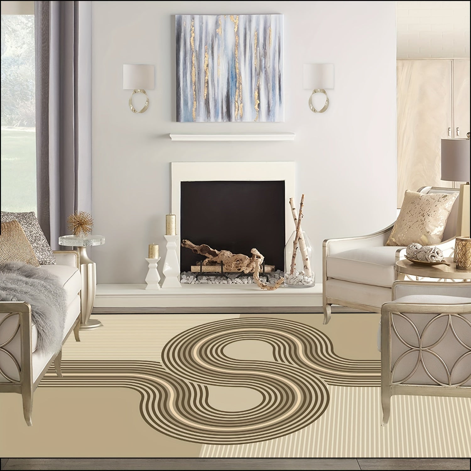 Contemporary Modern Area Rug Living Room Rugs Anti-slip Washable