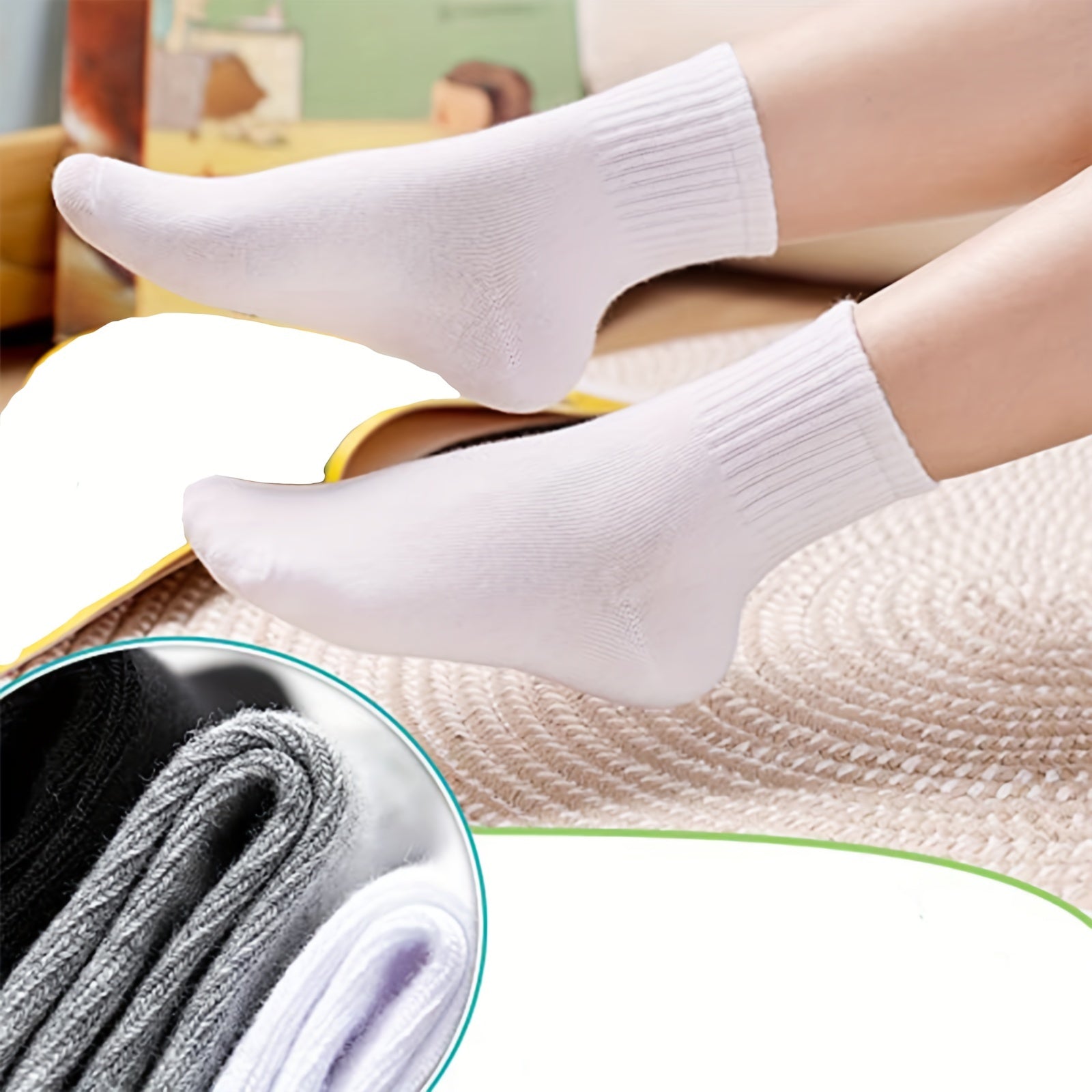 5Pairs Kids Cotton Thin Sports Crew Socks Unisex Boys Girls Solid Mid Tube