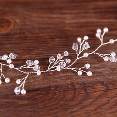 Crystal Bride Wedding Hair Vine Silver Pearl Bridal Headband