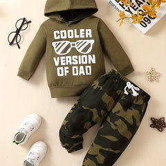 COOLER VERSION OF DAD Camo Outfit Hoodie Top & Pants 2pcs Baby Boy Clothes