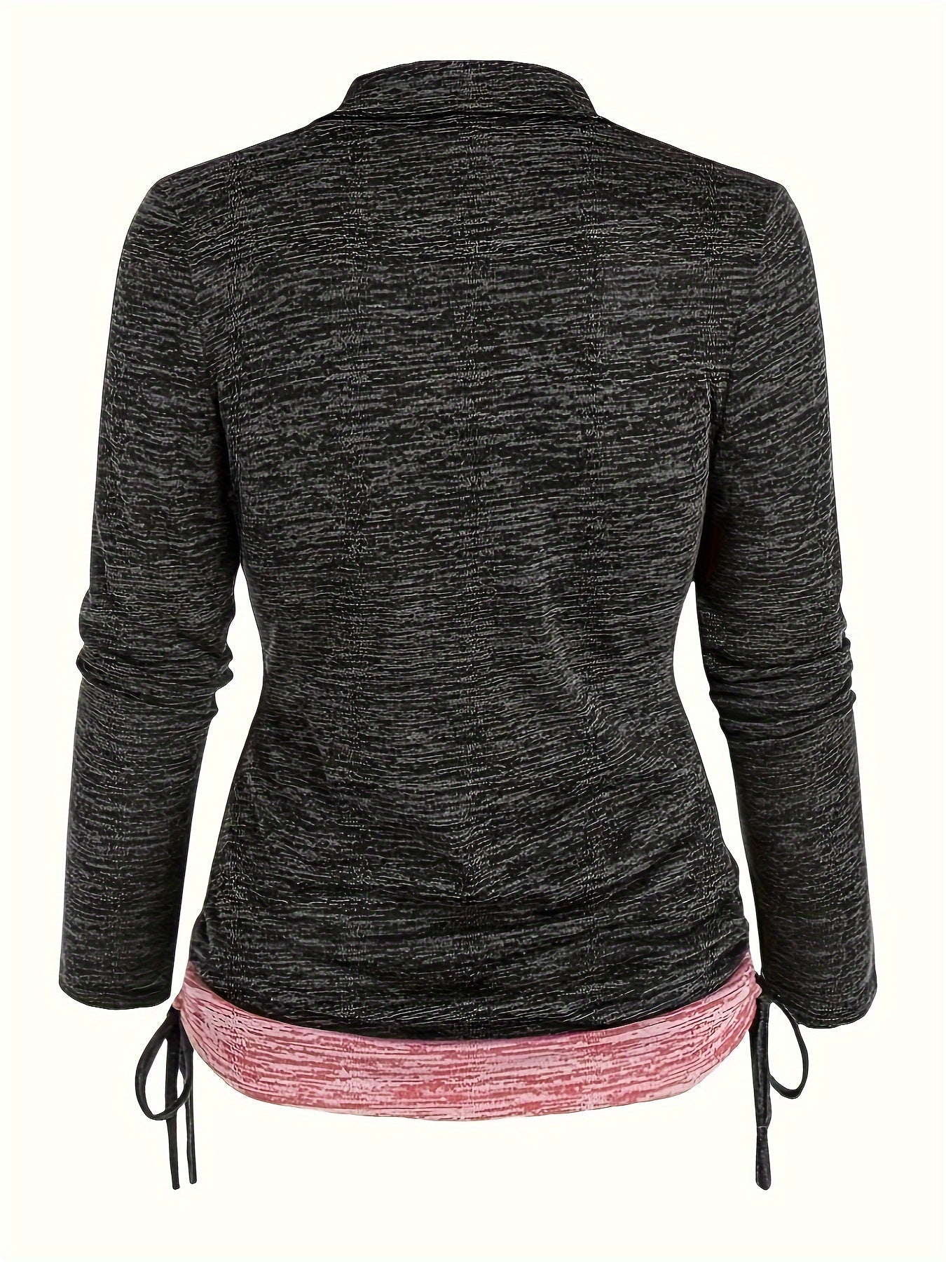 Colorblock Knit Top Cowl Neck Ruched Side 2 in 1 Top
