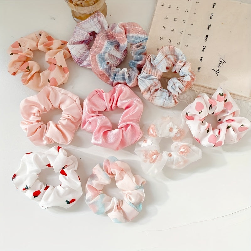 Silk Hair Scrunchies for Women Girls - Soft Fabric Scrunchie for Curly Hair