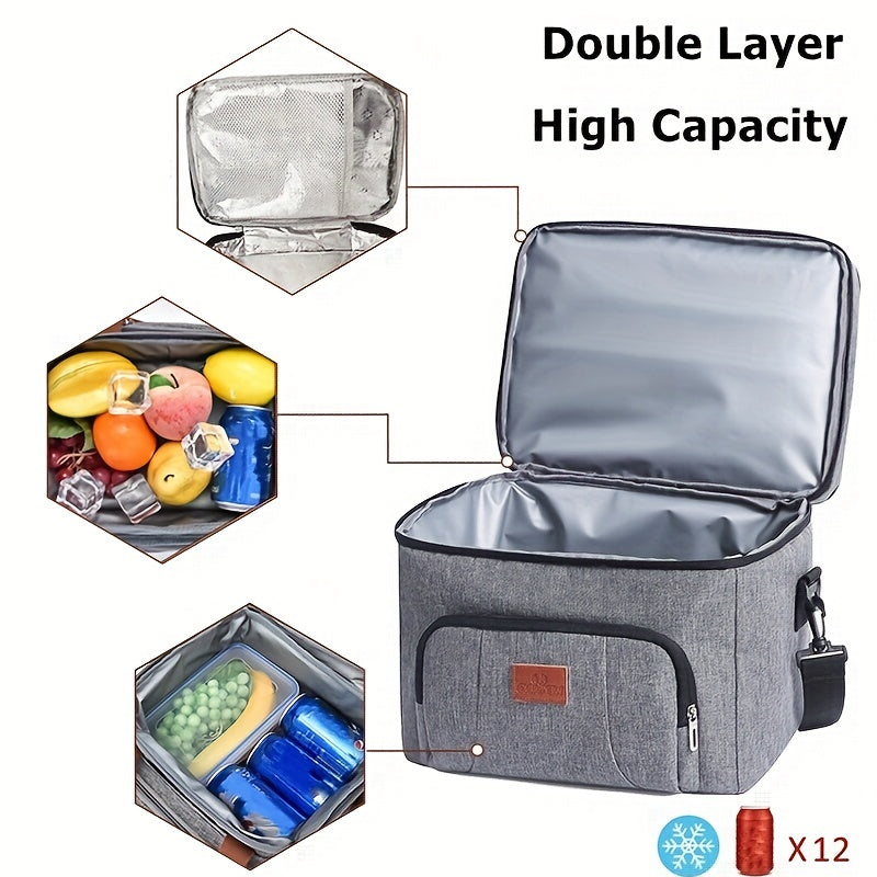 Insulated Lunch Box Leakproof Thermal Cooler Bag Double Deck Tot