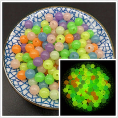 6 8 10mm Luminous Beads Mix Style Acrylic Spacer Round Shape for Jewelry Making