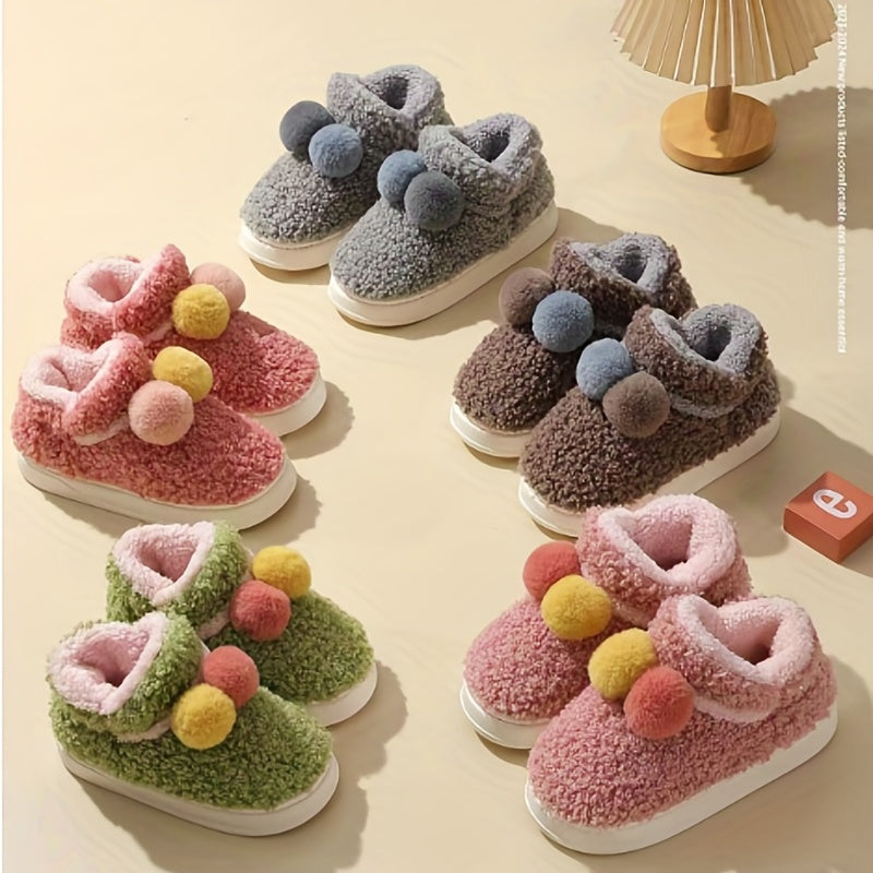 Girls Slip-On Fleece House Shoes Soft Bottom Non-Slip Walking Shoes