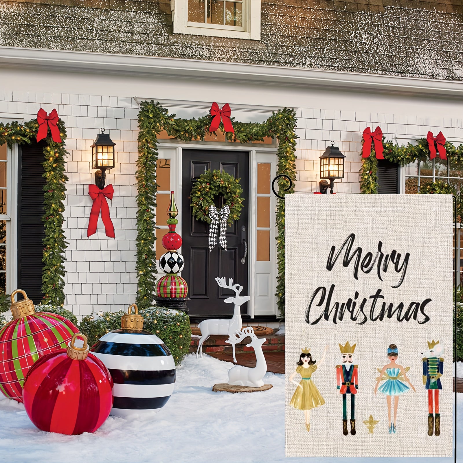 Merry Christmas Garden Flag 30x45 Double Sided Nutcracker Outdoor Decoration