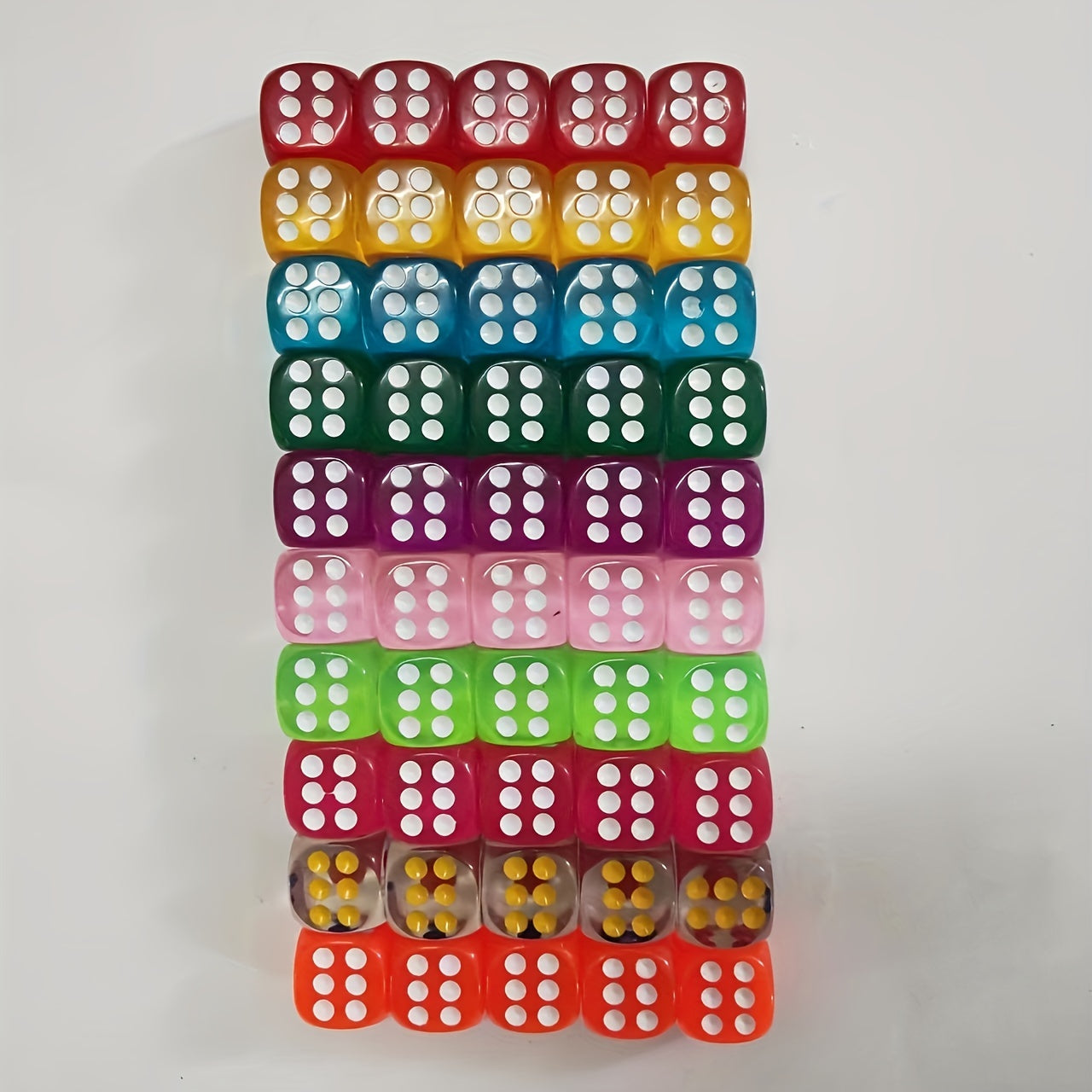50pcs Colorful Transparent Game Dice Set for Parties 14 16 18mm