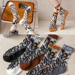5 Pairs Letter Print Socks Comfy & Breathable Sheer Mesh Women's Stockings