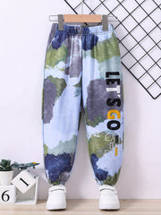 Boys Camo Letter Print Active Sweatpants Jogger Pants