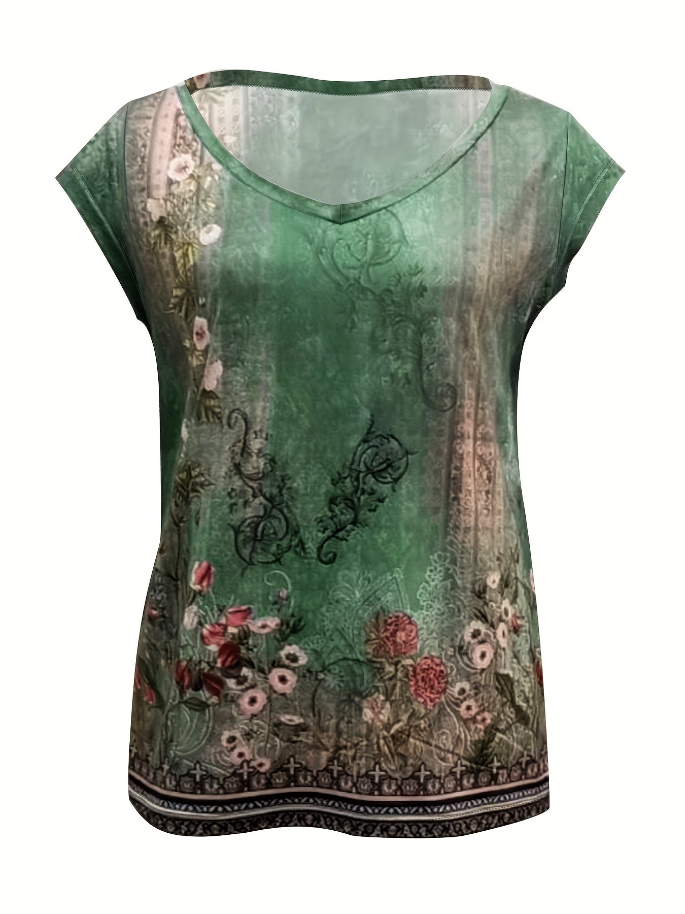Cap Sleeve V Neck Summer Top
