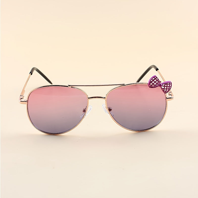 Girls Bow Metal Frame Decorative Sunglasses for Party Travel